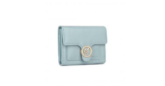 LP2336 - Miss Lulu PU Leather Leaf-Shaped Round Clasp Wallet - Blue