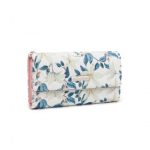 LP2353F – Miss Lulu Ladies’ Flower Printed PU Leather Long Purse – Beige
