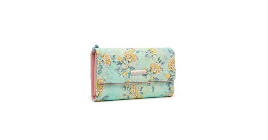 LP2353F - Miss Lulu Ladies' Flower Printed PU Leather Long Purse - Green