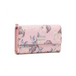 LP2353F – Miss Lulu Ladies’ Flower Printed PU Leather Long Purse – Pink