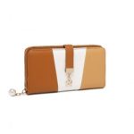LP2408 – Miss Lulu Women’s Tri-colour PU Leather Long Purse with RFID Blocking – Brown