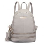 LT1705 – Miss Lulu PU Leather Look Small Fashion Backpack – Grey