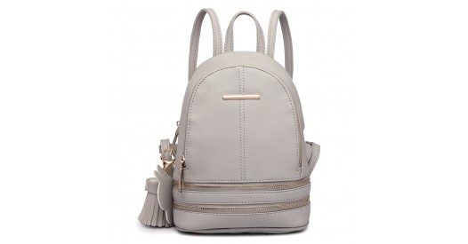 LT1705 - Miss Lulu PU Leather Look Small Fashion Backpack - Grey
