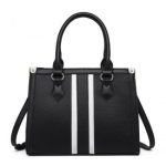 LT2203 – Miss Lulu White Striped Commuter Elegant Cross body Tote Bag – Black