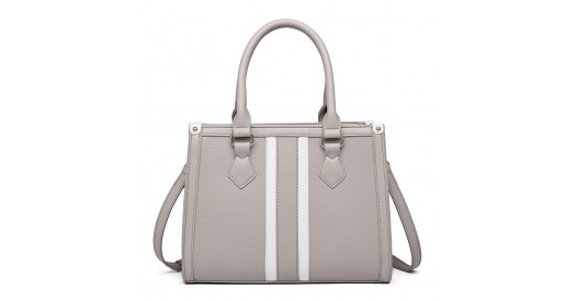 LT2203 - Miss Lulu White Striped Commuter Elegant Cross body Tote Bag - Grey