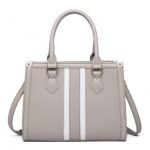 LT2203 – Miss Lulu White Striped Commuter Elegant Cross body Tote Bag – Grey