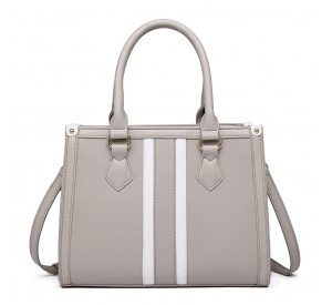 LT2203 - Miss Lulu White Striped Commuter Elegant Cross body Tote Bag - Grey