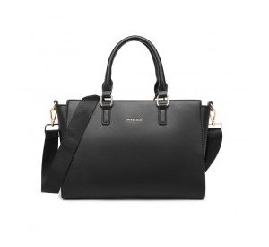 LT2222 - Miss Lulu Leather Look Classic Handbag Tote Bag - Black