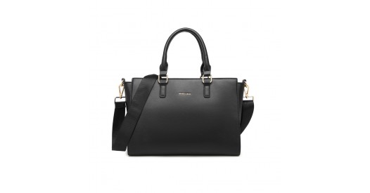 LT2222 - Miss Lulu Leather Look Classic Handbag Tote Bag - Black
