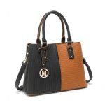 LT2352 – Miss Lulu Modern Elegance PU Leather Lady’s Tote – Black And Brown