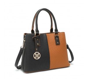 LT2352 - Miss Lulu Modern Elegance PU Leather Lady's Tote - Black And Brown