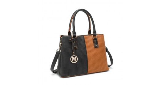 LT2352 - Miss Lulu Modern Elegance PU Leather Lady's Tote - Black And Brown