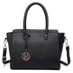 LT6627 – Miss Lulu Faux Leather Large Winged Tote Bag Handbag Black