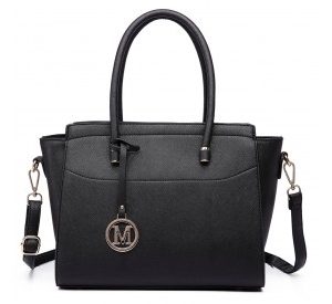 LT6627 - Miss Lulu Faux Leather Large Winged Tote Bag Handbag Black