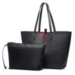 LT6628-1 – Miss Lulu Women Reversible Contrast Shopper Tote Bag Black
