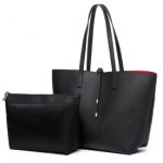 LT6628 – Miss Lulu Women Reversible Contrast Shopper Tote Bag Black