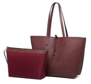 LT6628 - Miss Lulu Women Reversible Contrast Shopper Tote Bag Coffee