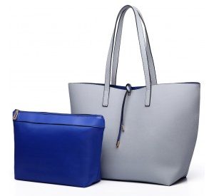 LT6628 - Miss Lulu Women Reversible Contrast Shopper Tote Bag Grey