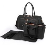 LT6638 – Miss Lulu Leather Look Maternity Changing Shoulder Bag Black