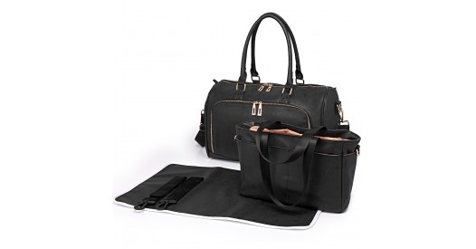 LT6638 - Miss Lulu Leather Look Maternity Changing Shoulder Bag Black