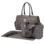 LT6638 – Miss Lulu Leather Look Maternity Changing Shoulder Bag Grey