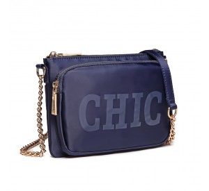 LT6855 - Miss Lulu 'Chic' Chain Shoulder Bag - Blue