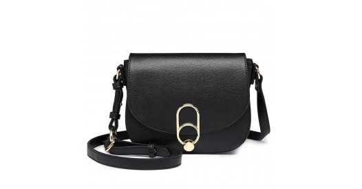 LZ1831 - MISS LULU CROSS BODY SADDLE BAG - BLACK