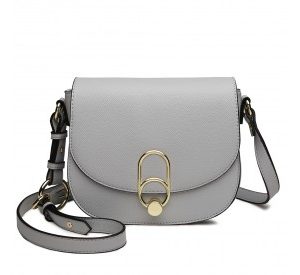 LZ1831 - MISS LULU CROSS BODY SADDLE BAG - GREY