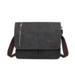 MSK2421 – Kono Durable Canvas Crossbody Bag with Velcro Flap Closure For Everyday Use – Black