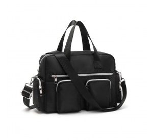 MSK2434 - Kono Versatile Multi-Pocket Travel Bag with Adjustable Detachable Strap - Black