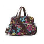 MSK2434F – Kono Versatile Multi-Pocket Travel Bag With Adjustable Detachable Strap And Flower Print – Black