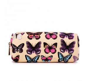 PC-B - Miss Lulu Canvas Pencil Case Butterfly Beige