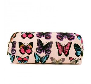 PC-B - Miss Lulu Canvas Pencil Case Butterfly Pink