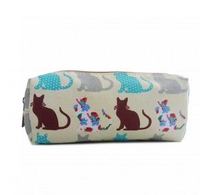 PC-CT - Miss Lulu Canvas Pencil Case Cat Beige