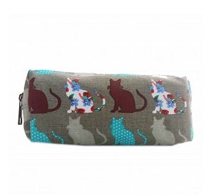 PC-CT - Miss Lulu Canvas Pencil Case Cat Grey