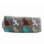 PC-CT – Miss Lulu Canvas Pencil Case Cat Grey