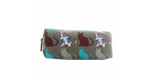 PC-CT - Miss Lulu Canvas Pencil Case Cat Grey