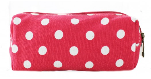 PC-D - Miss Lulu Canvas Pencil Case Polka Dot Plum