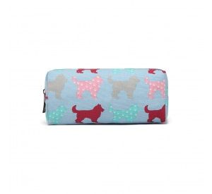 PC - Miss Lulu Canvas Pencil Case Dog Blue