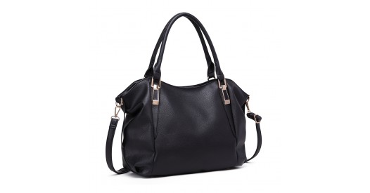 S1716 - Miss Lulu Soft Leather Elegant Simple Shoulder Bag - Black