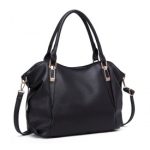 S1716 – Miss Lulu Soft Leather Elegant Simple Shoulder Bag – Black