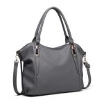 S1716 – Miss Lulu Soft Leather Elegant Simple Shoulder Bag – Dark Grey