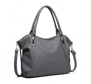 S1716 - Miss Lulu Soft Leather Elegant Simple Shoulder Bag - Dark Grey