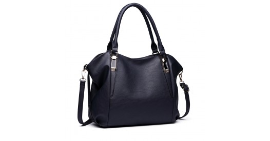 S1716 - Miss Lulu Soft Leather Elegant Simple Shoulder Bag - Navy