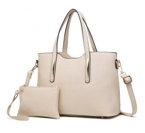 S1719 - Miss Lulu PU Leather Handbag & Purse - Beige