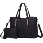 S1719 – Miss Lulu PU Leather Handbag & Purse – Black