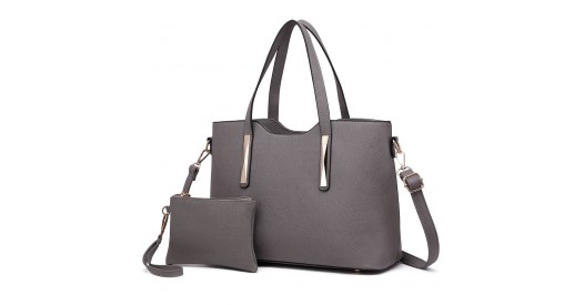 S1719 - Miss Lulu Pu Leather Handbag & Purse - Grey