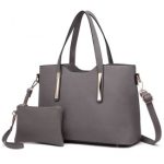 S1719 – Miss Lulu Pu Leather Handbag & Purse – Grey