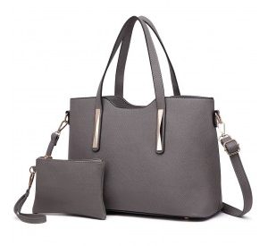 S1719 - Miss Lulu Pu Leather Handbag & Purse - Grey