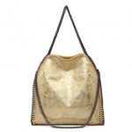 S1760 – Miss Lulu Metallic Effect Chain Tote Bag – Yellow